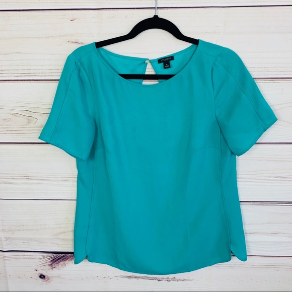 Ann Taylor cutout back crepe top teal blue… - Picture 3 of 8